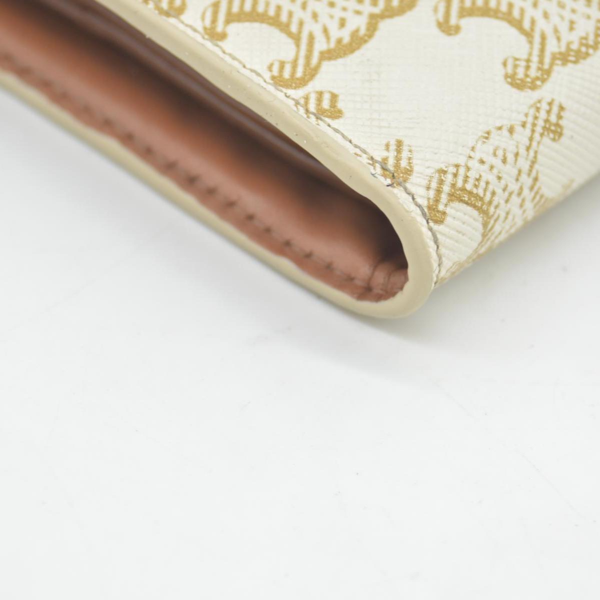 $690 Celine Triomphe Canvas Small Triomphe Wallet White CONSIGNMENT