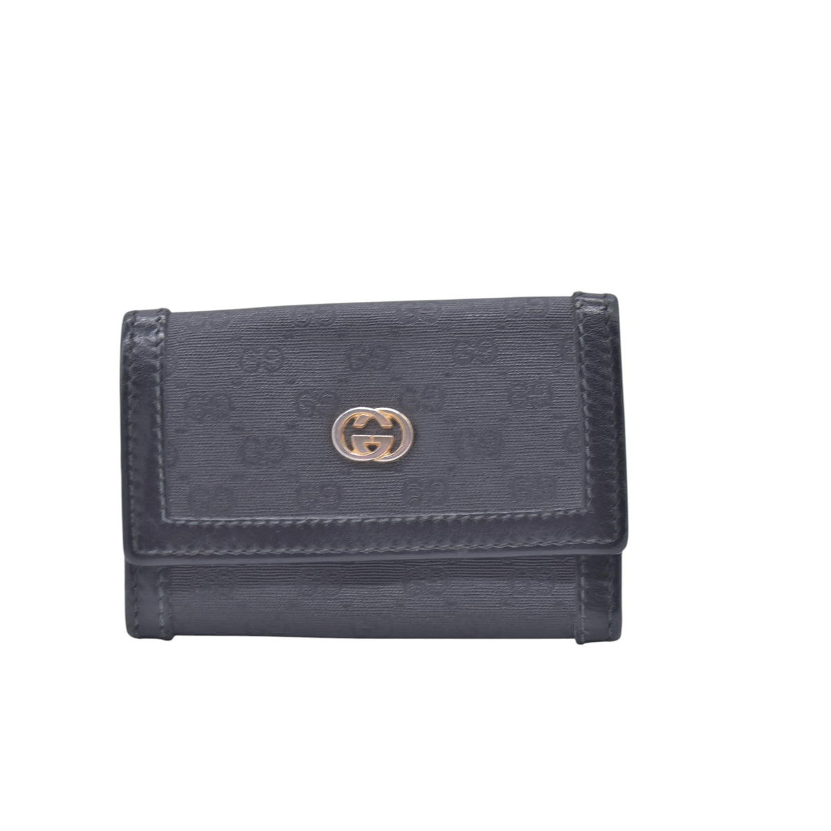 $380 GUCCI Microguccissima Canvas Interlocking GG 6-Key Case Black CONSIGNMENT 10021204