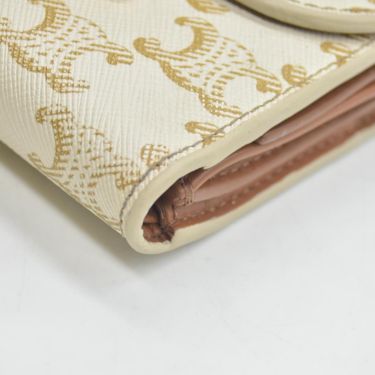 $690 Celine Triomphe Canvas Small Triomphe Wallet White CONSIGNMENT