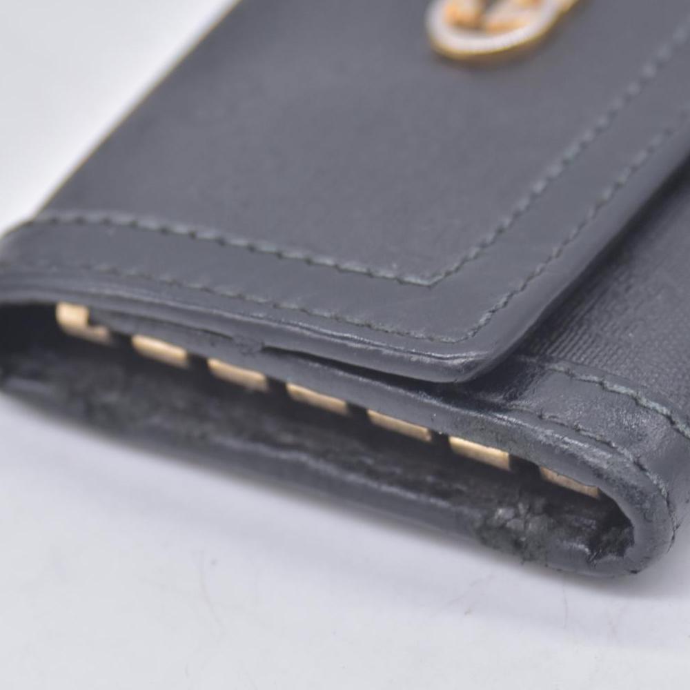 $380 GUCCI Microguccissima Canvas Interlocking GG 6-Key Case Black CONSIGNMENT 10021204