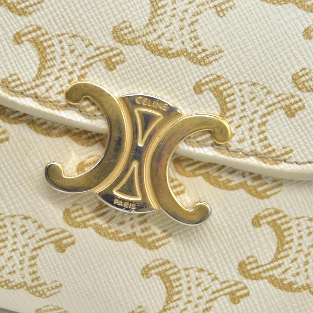 $690 Celine Triomphe Canvas Small Triomphe Wallet White CONSIGNMENT