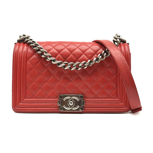 CHANEL Calfskin Quilted New Medium Boy Flap Red