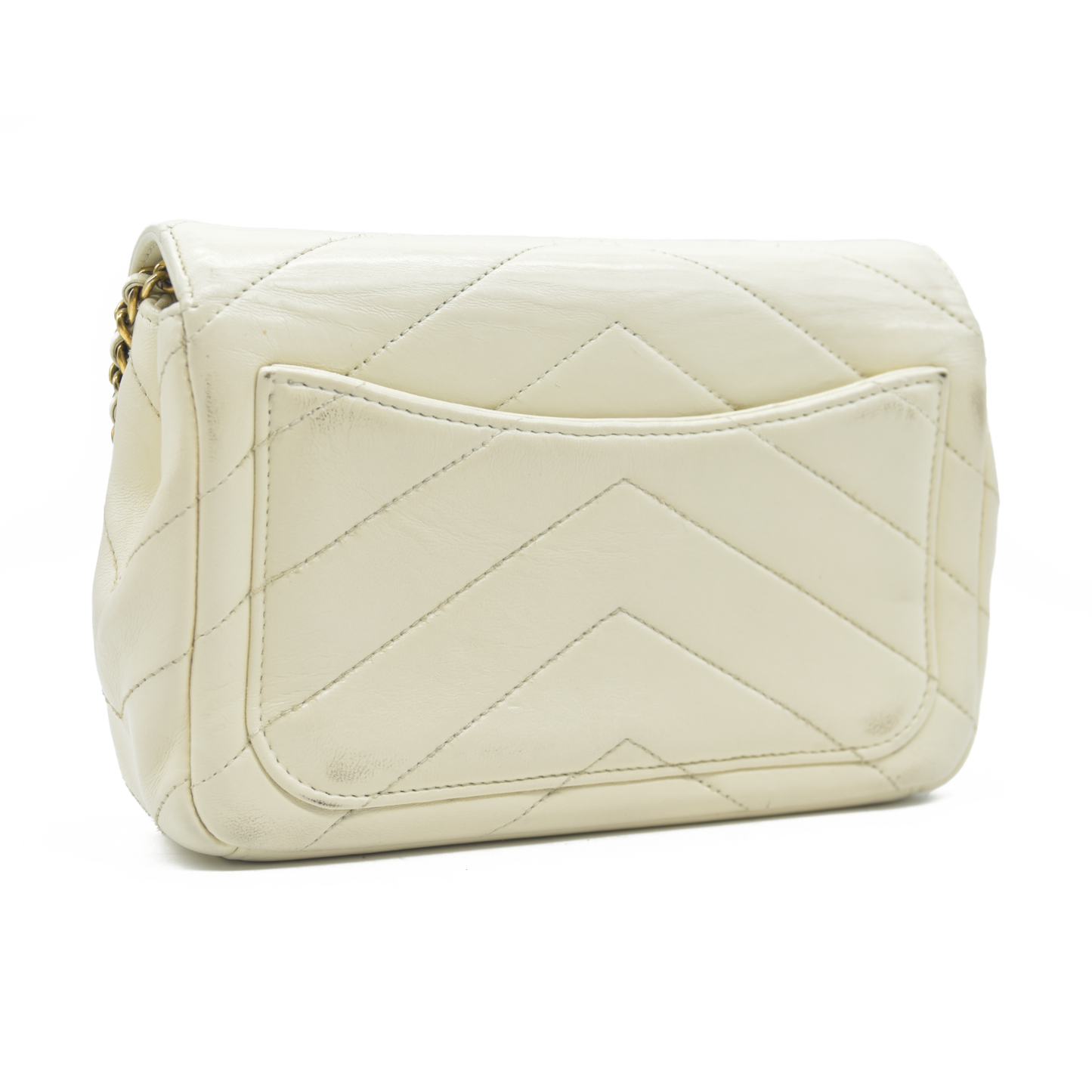2016 $3400 Chanel Ivory Chevron Quilted Leather Paris-Seoul Coco Envelope Small Crossbody Bag