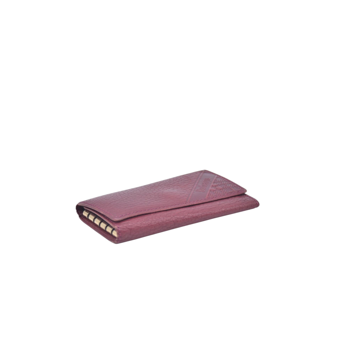 $320 BURBERRYS Grainy Leather Check Embossed 5-Key Case Burgundy CONSIGNMENT 10021214