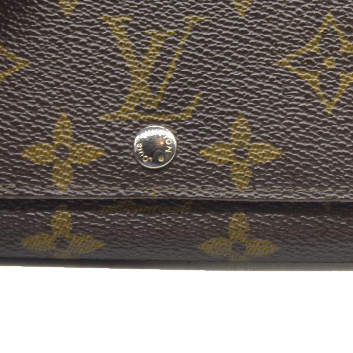 AUCTION $610 Louis Vuitton Monogram Porte Monnaie Zip Bifold Wallet Brown 8903AN