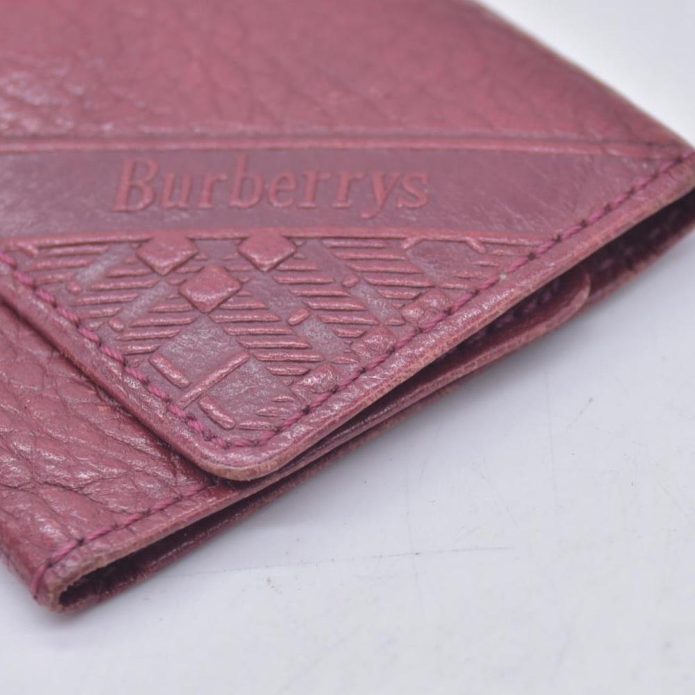 $320 BURBERRYS Grainy Leather Check Embossed 5-Key Case Burgundy CONSIGNMENT 10021214