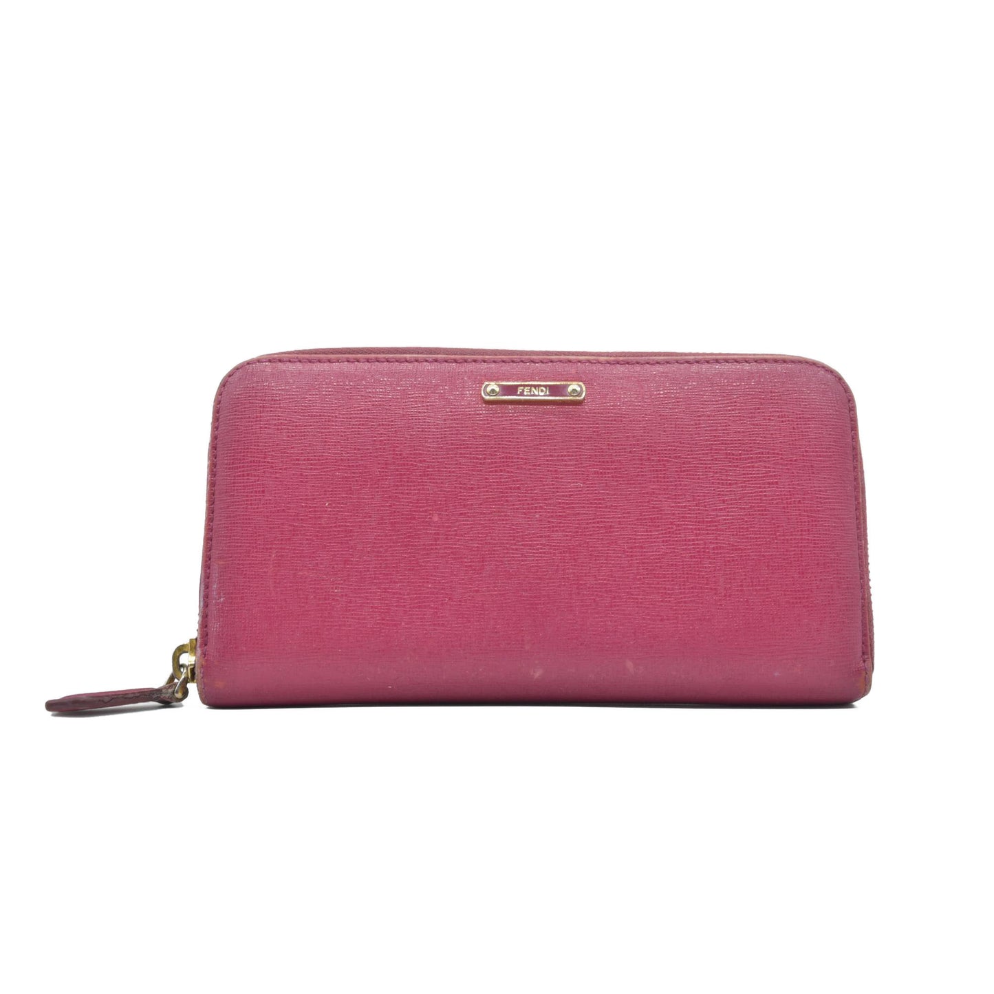 $850 Fendi Amarena Vitello Elite Leather Zippy Wallet CONSIGNMENT