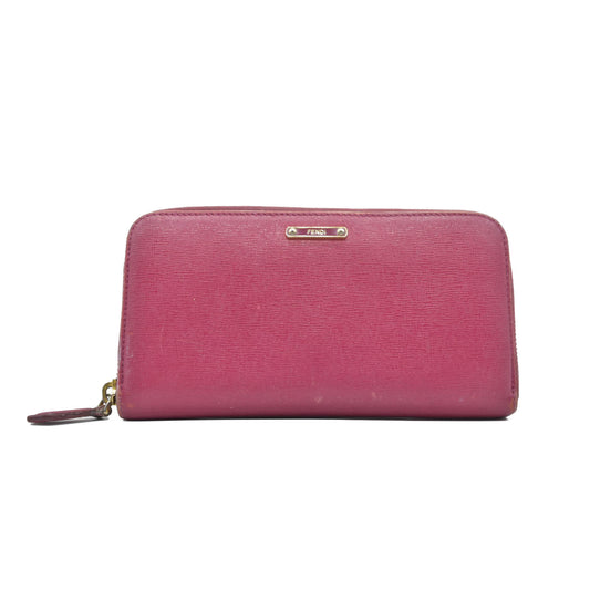 $850 Fendi Amarena Vitello Elite Leather Zippy Wallet CONSIGNMENT