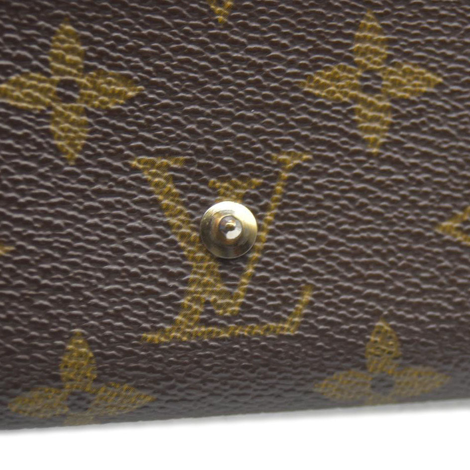 AUCTION $610 Louis Vuitton Monogram Porte Monnaie Zip Bifold Wallet Brown 8903AN