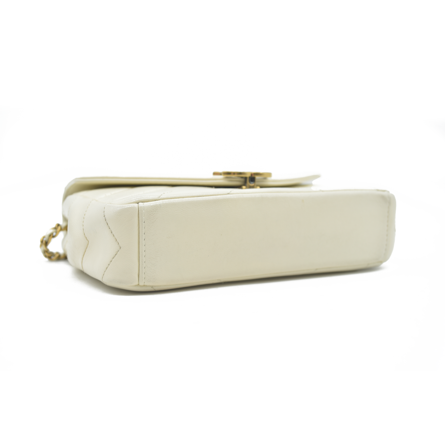 2016 $3400 Chanel Ivory Chevron Quilted Leather Paris-Seoul Coco Envelope Small Crossbody Bag