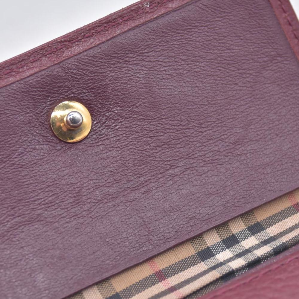 $320 BURBERRYS Grainy Leather Check Embossed 5-Key Case Burgundy CONSIGNMENT 10021214