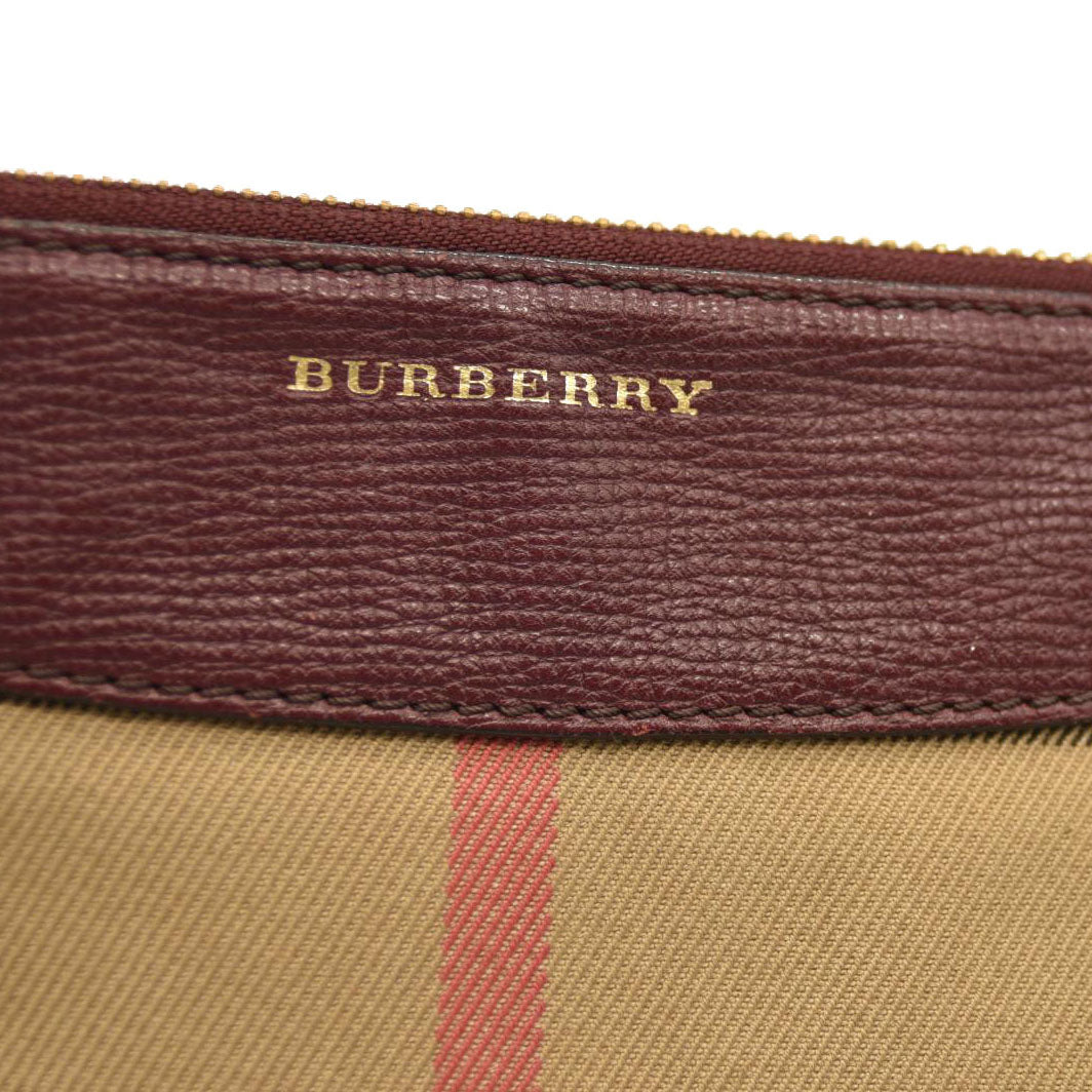 Burberry  House Check Derby Peyton Crossbody Clutch Bag Mahogany Red