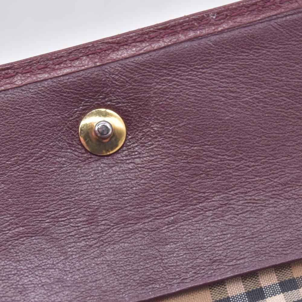 $320 BURBERRYS Grainy Leather Check Embossed 5-Key Case Burgundy CONSIGNMENT 10021214