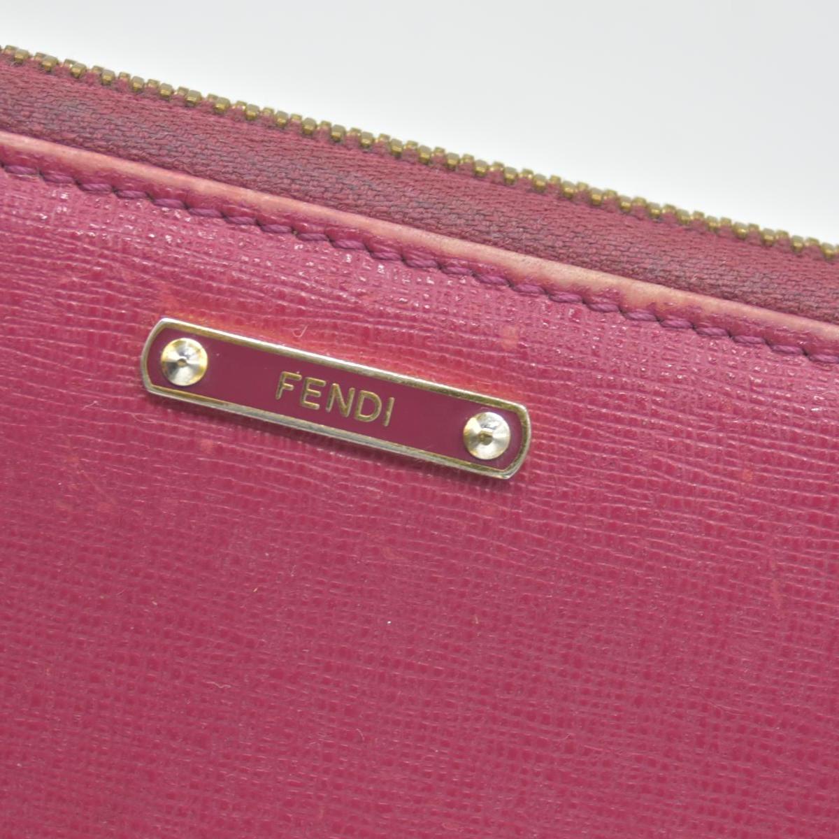 $850 Fendi Amarena Vitello Elite Leather Zippy Wallet CONSIGNMENT