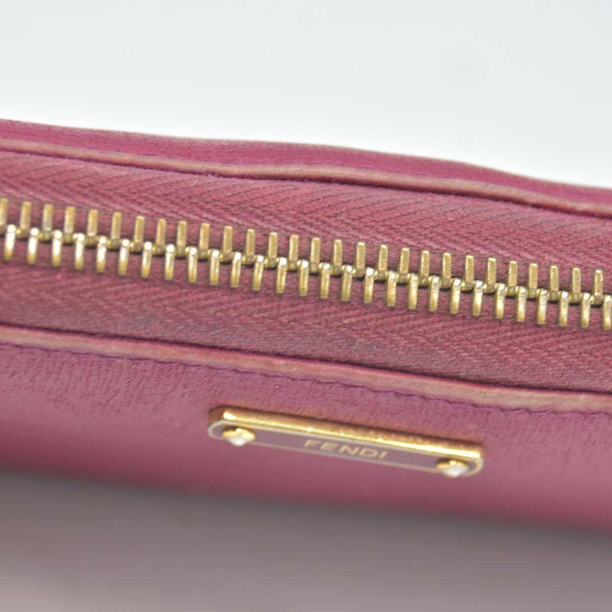 $850 Fendi Amarena Vitello Elite Leather Zippy Wallet CONSIGNMENT