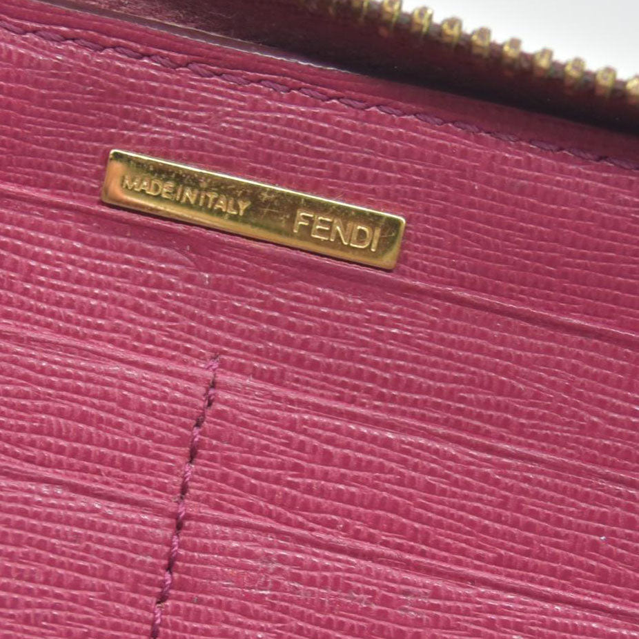 $850 Fendi Amarena Vitello Elite Leather Zippy Wallet CONSIGNMENT