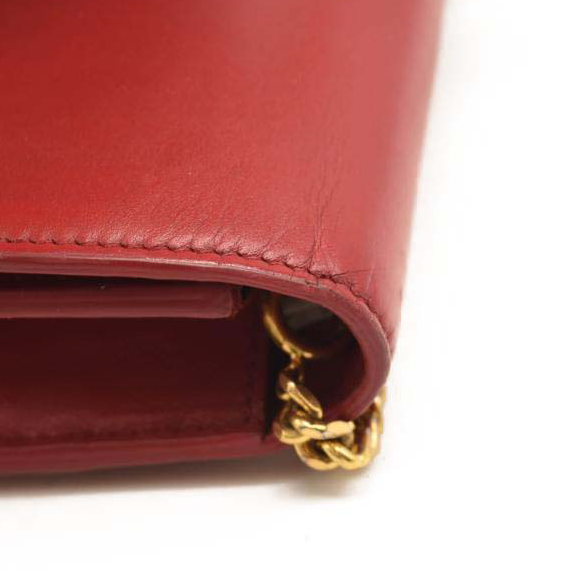 SAINT LAURENT Calfskin Classic Monogram Kate Tassel Chain Wallet Red