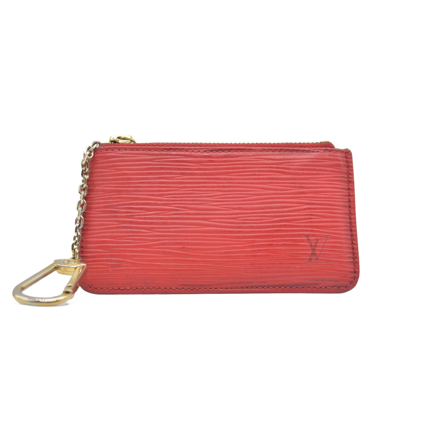 $430 Louis Vuitton Red Epi Leather Pochette Cles Key and Change Holder CONSIGNMENT
