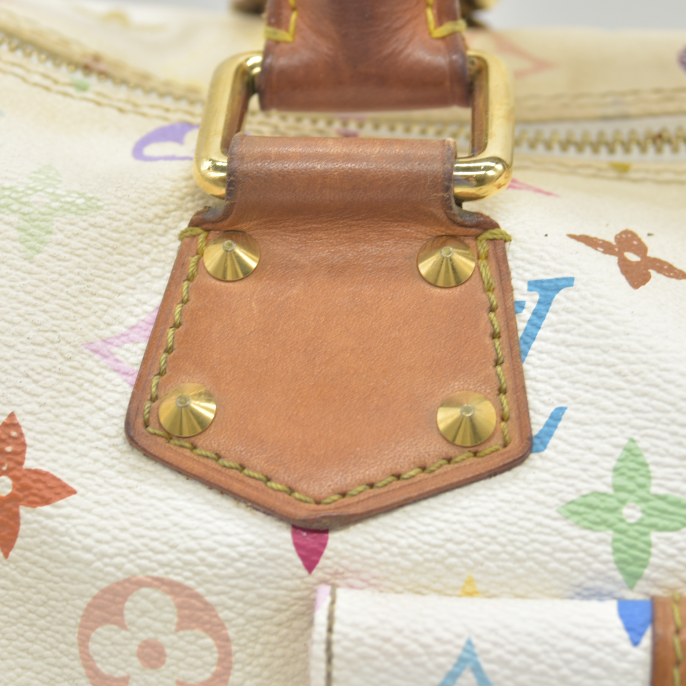 $3150 Louis Vuitton Monogram Multicolor Speedy 30 White 2004