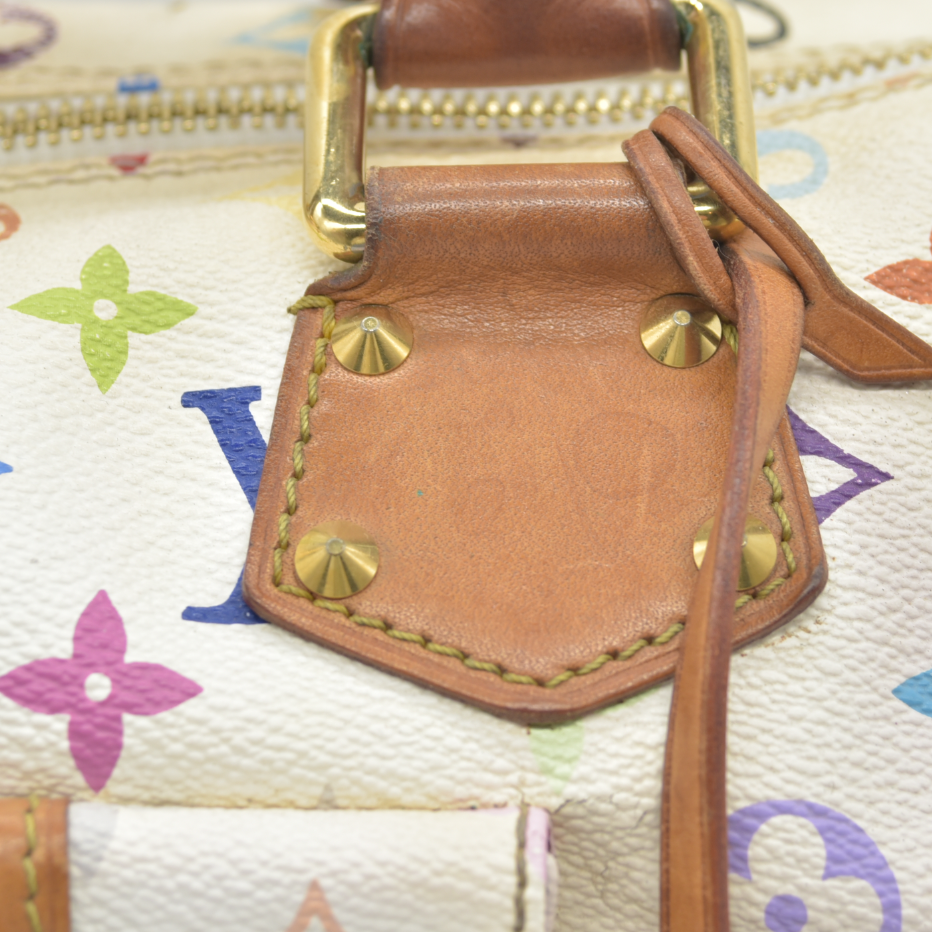 $3150 Louis Vuitton Monogram Multicolor Speedy 30 White 2004