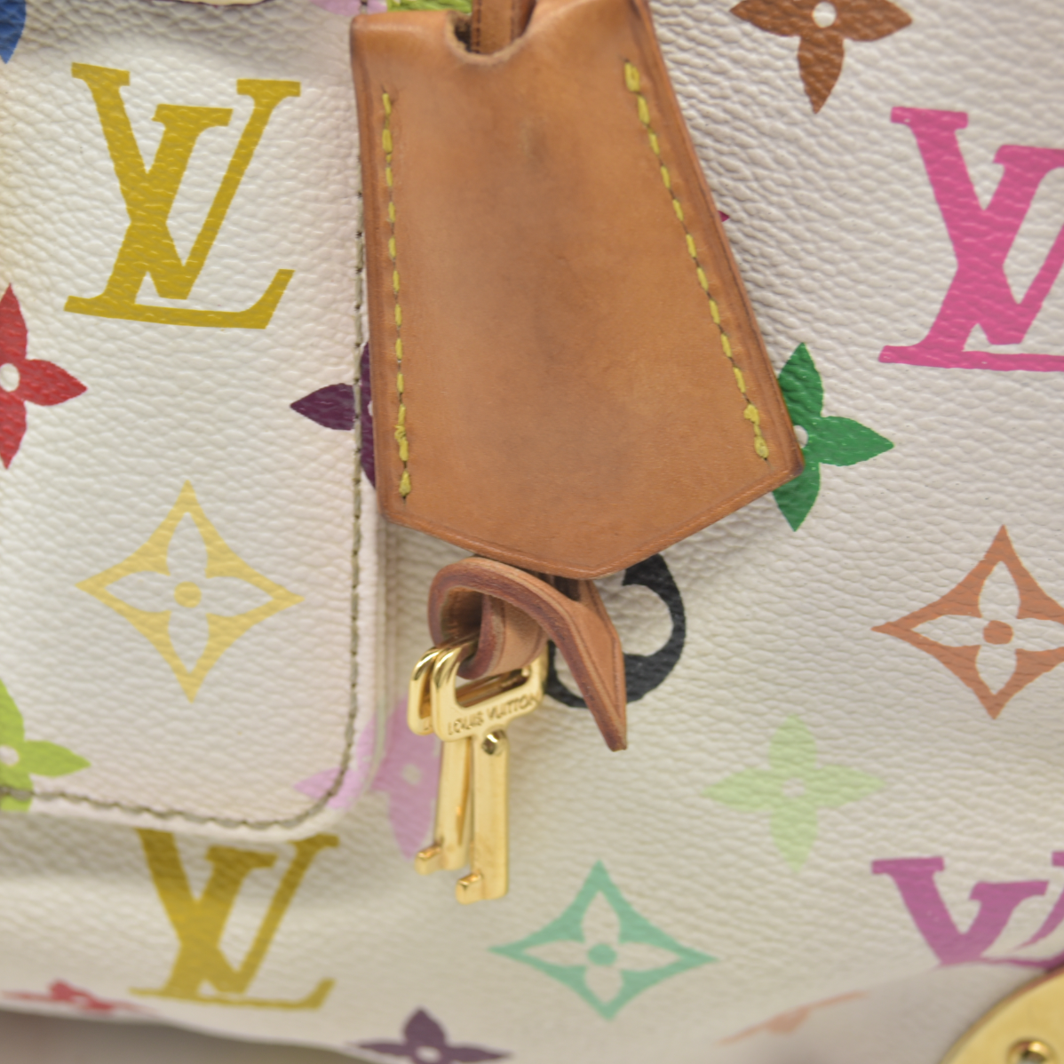 $3150 Louis Vuitton Monogram Multicolor Speedy 30 White 2004