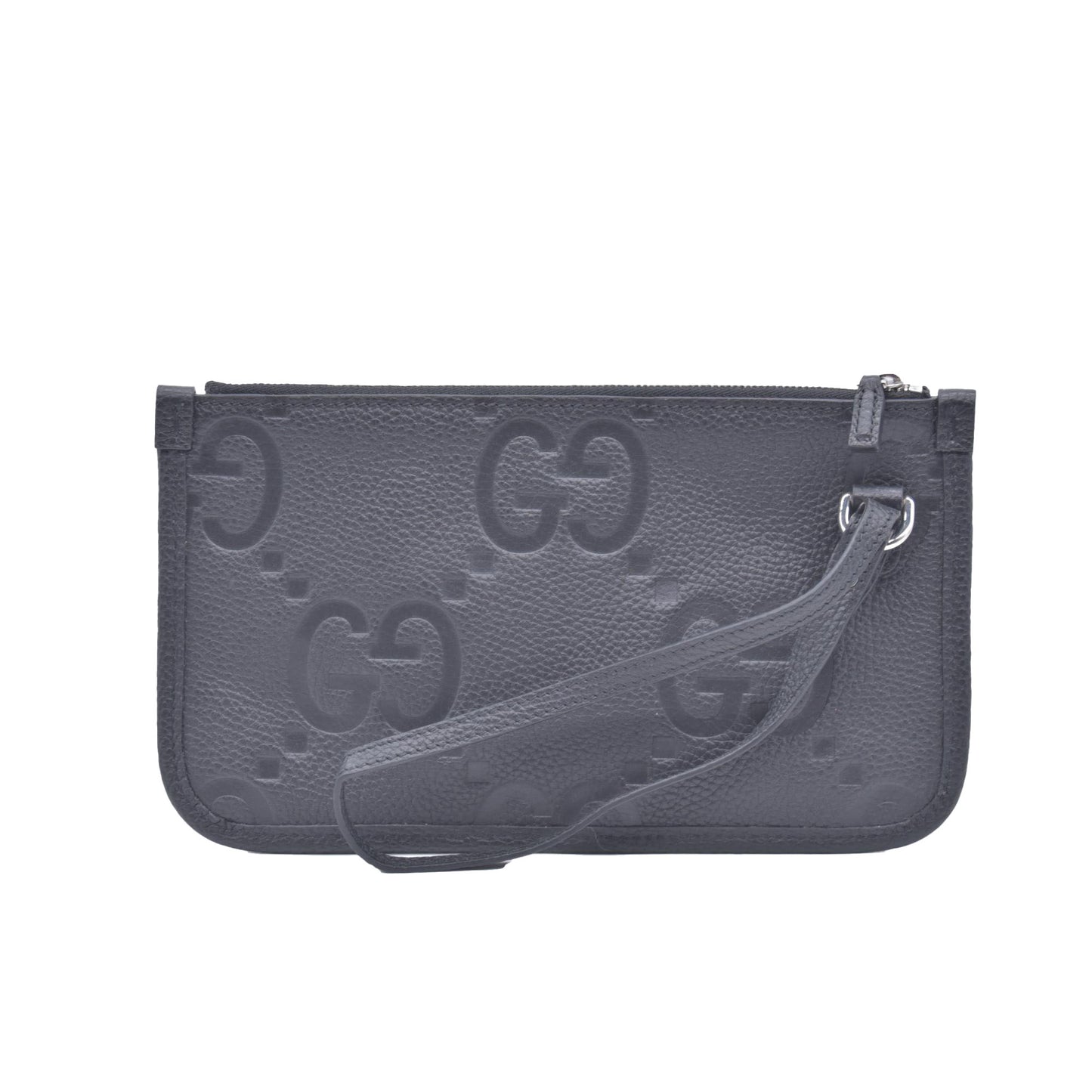 $1800 Gucci Medium Jumbo GG Pouch Black CONSIGNMENT