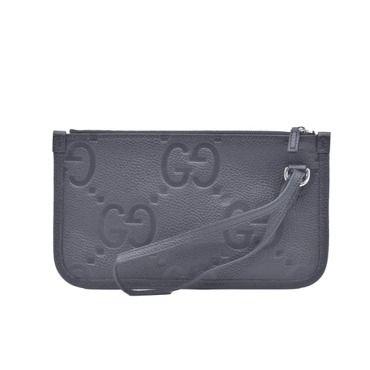 $1800 Gucci Medium Jumbo GG Pouch Black CONSIGNMENT