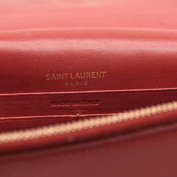 SAINT LAURENT Calfskin Classic Monogram Kate Tassel Chain Wallet Red