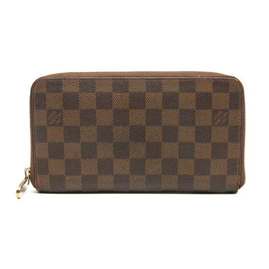 USED Louis Vuitton Damier Ebene Zippy Organizer Wallet