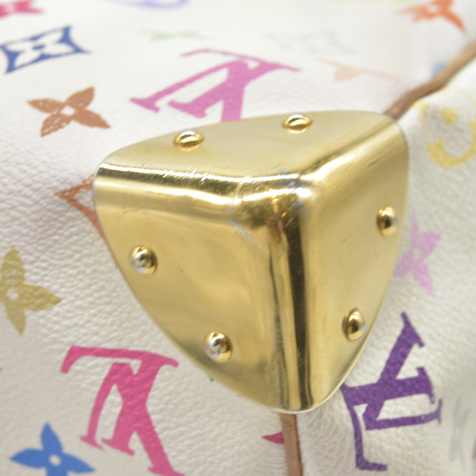 $3150 Louis Vuitton Monogram Multicolor Speedy 30 White 2004