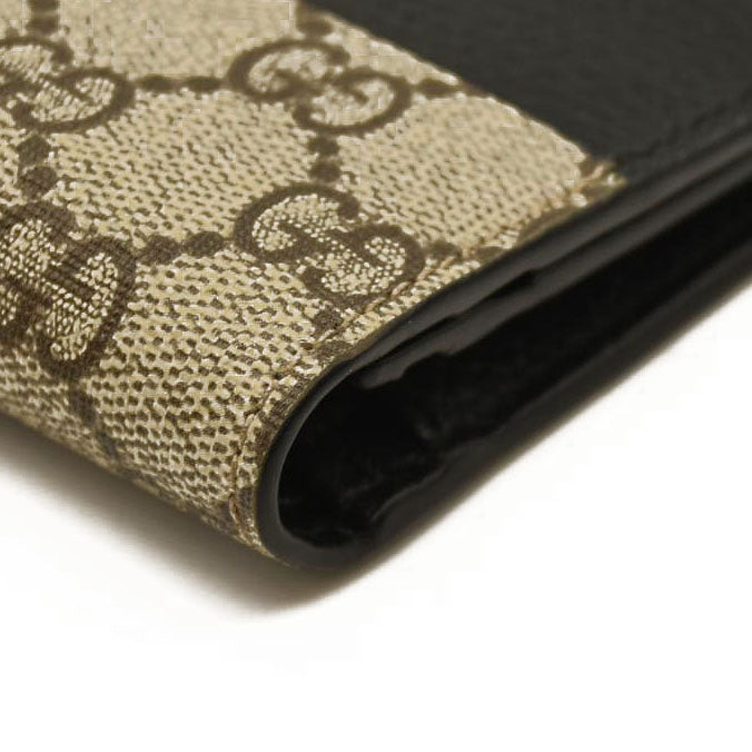 Gucci  Dollar Calfskin GG Supreme Monogram GG Marmont Card Case Black Beige Ebony