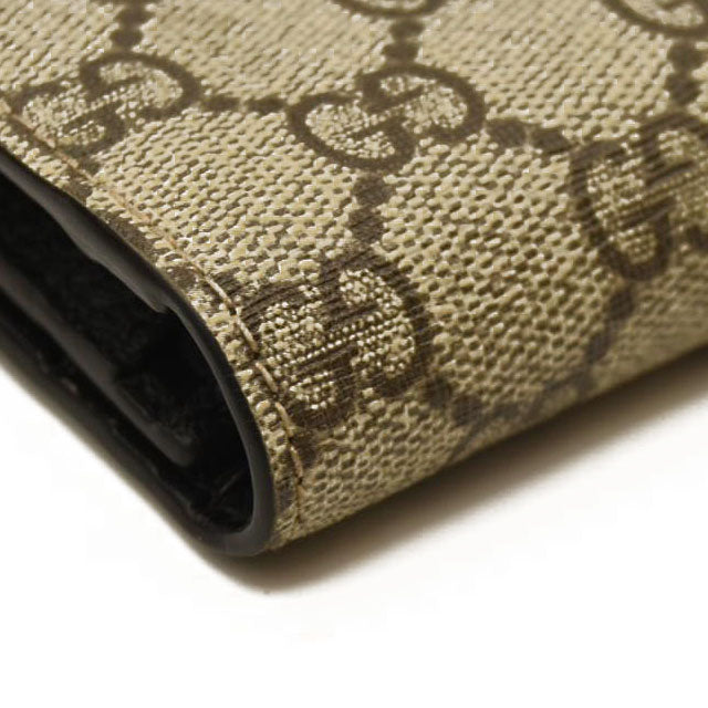 Gucci  Dollar Calfskin GG Supreme Monogram GG Marmont Card Case Black Beige Ebony