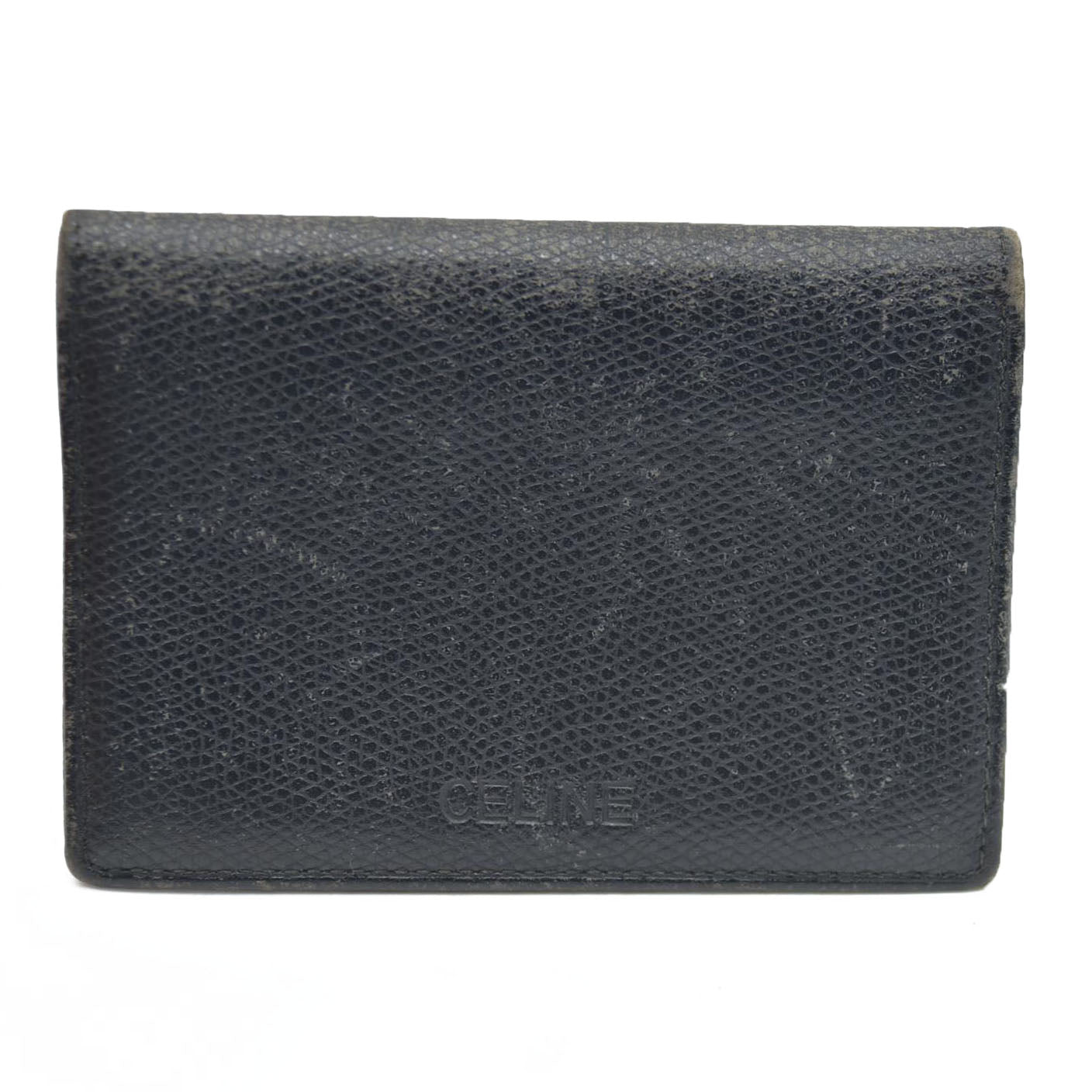 AUCTION $340 CELINE Logo Leather Card Case Black