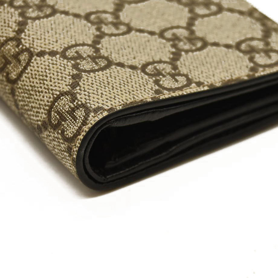 Gucci  Dollar Calfskin GG Supreme Monogram GG Marmont Card Case Black Beige Ebony