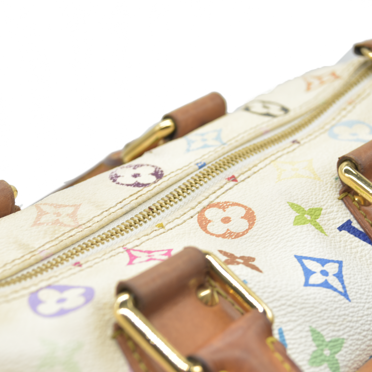 $3150 Louis Vuitton Monogram Multicolor Speedy 30 White 2004