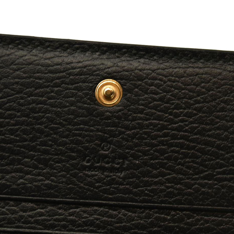 Gucci  Dollar Calfskin GG Supreme Monogram GG Marmont Card Case Black Beige Ebony