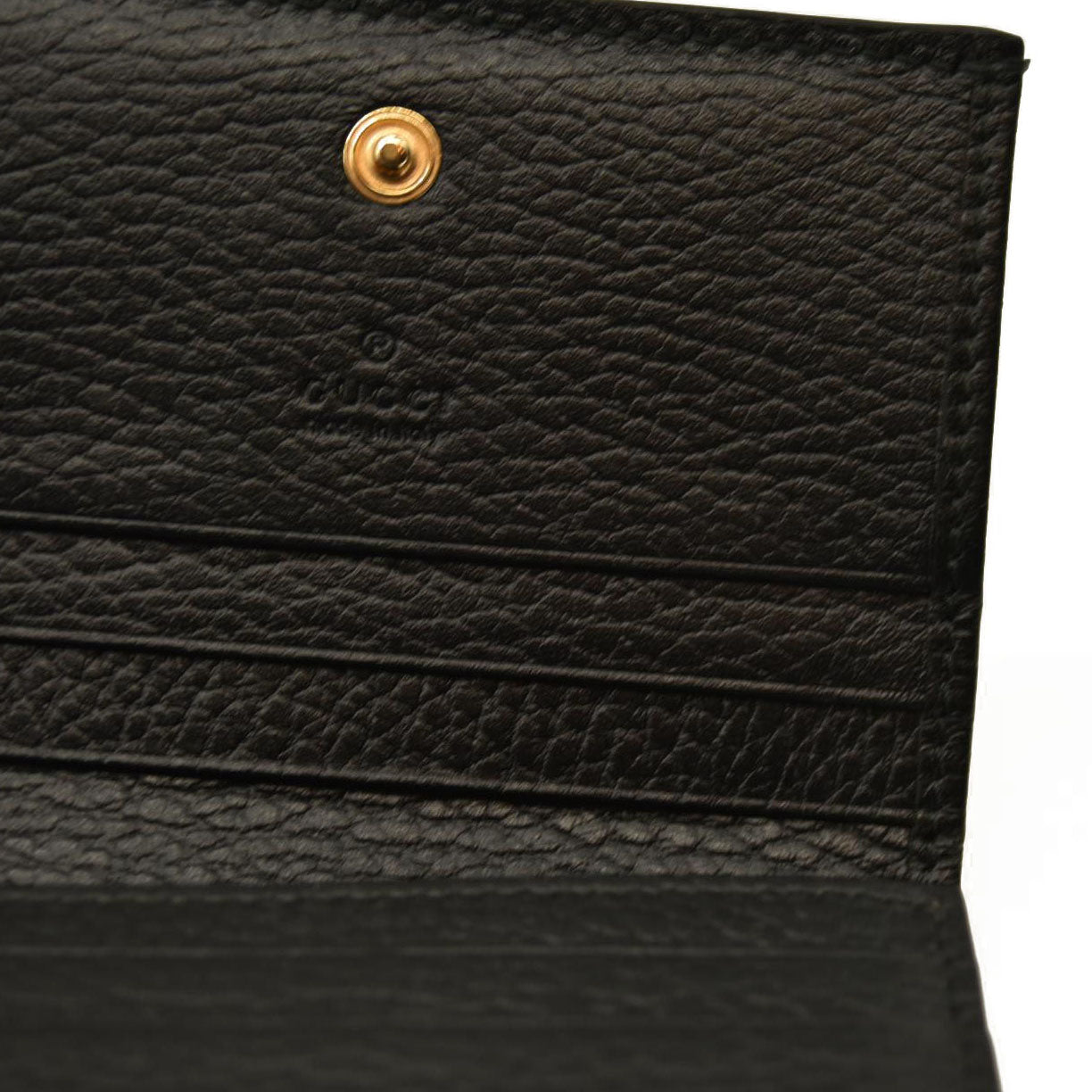 Gucci  Dollar Calfskin GG Supreme Monogram GG Marmont Card Case Black Beige Ebony