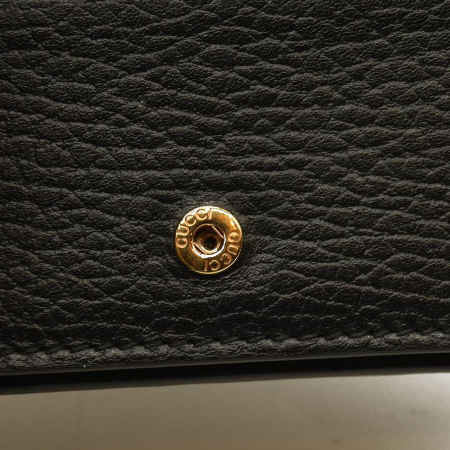 Gucci  Dollar Calfskin GG Supreme Monogram GG Marmont Card Case Black Beige Ebony