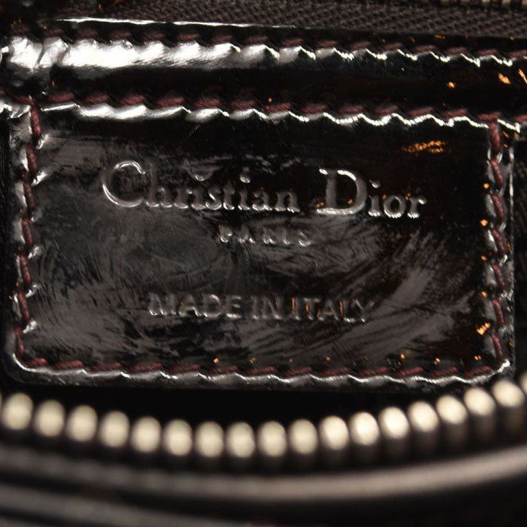 USED CHRISTIAN DIOR Patent Cannage Large Lady Dior Black