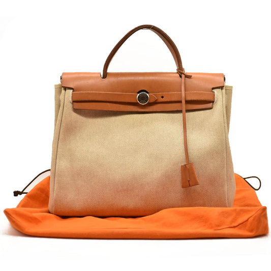 Hermes Toile Vache Calfskin Herbag PM