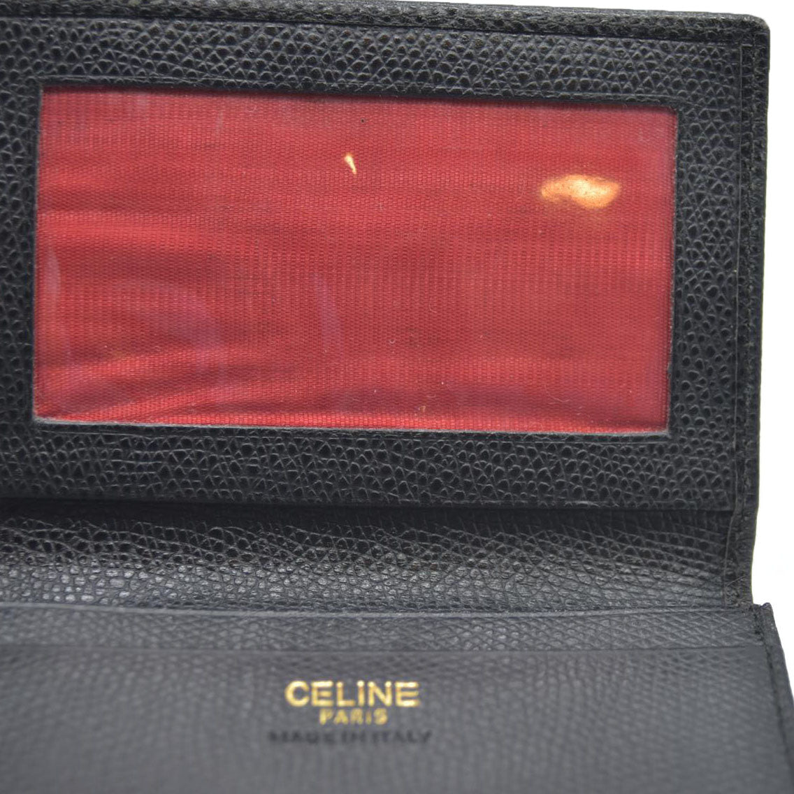 AUCTION $340 CELINE Logo Leather Card Case Black