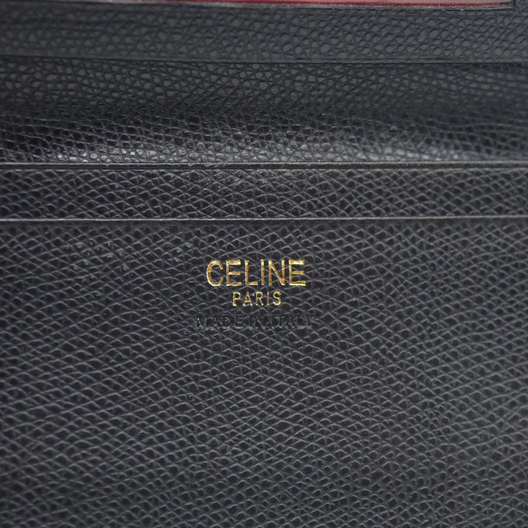 AUCTION $340 CELINE Logo Leather Card Case Black