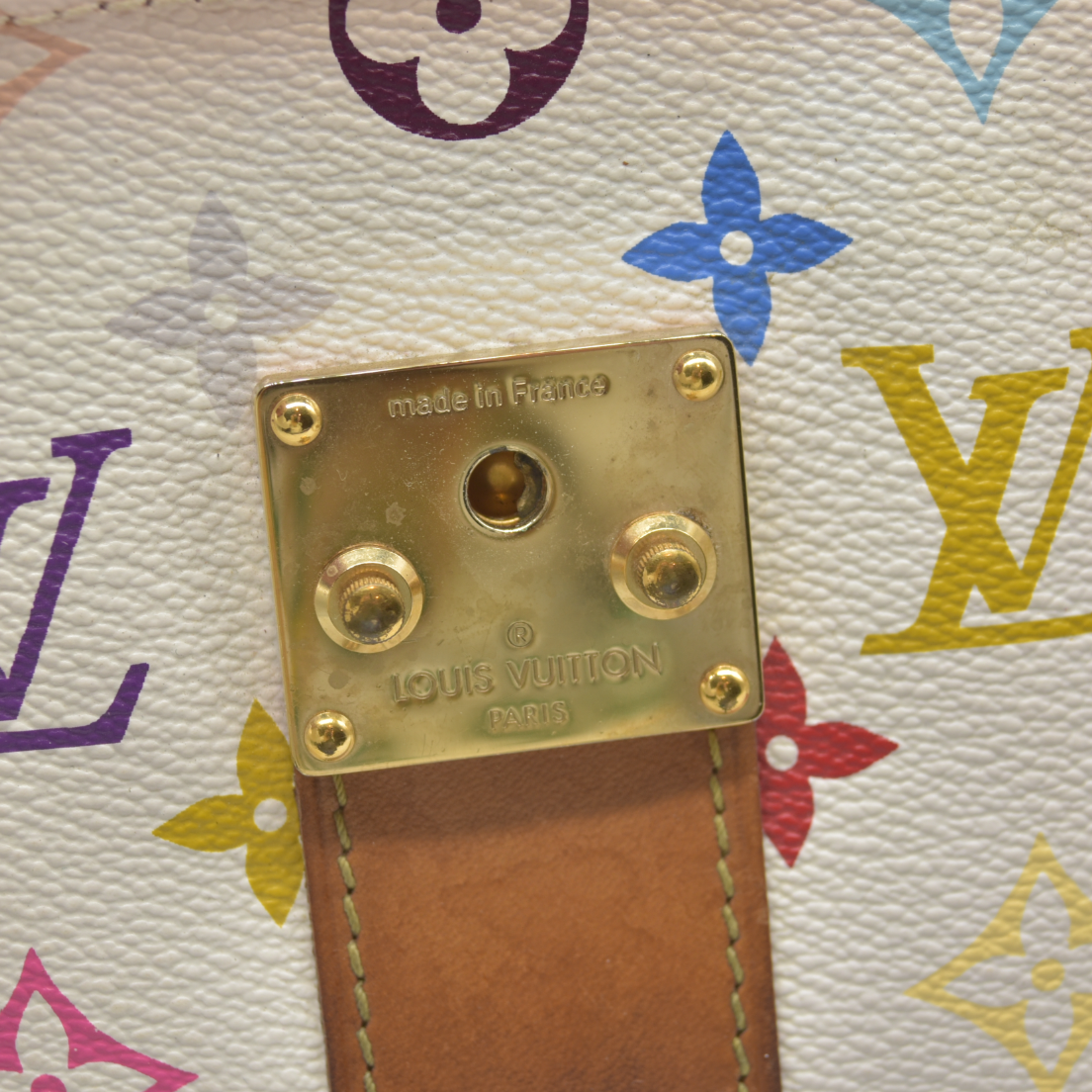 $3150 Louis Vuitton Monogram Multicolor Speedy 30 White 2004