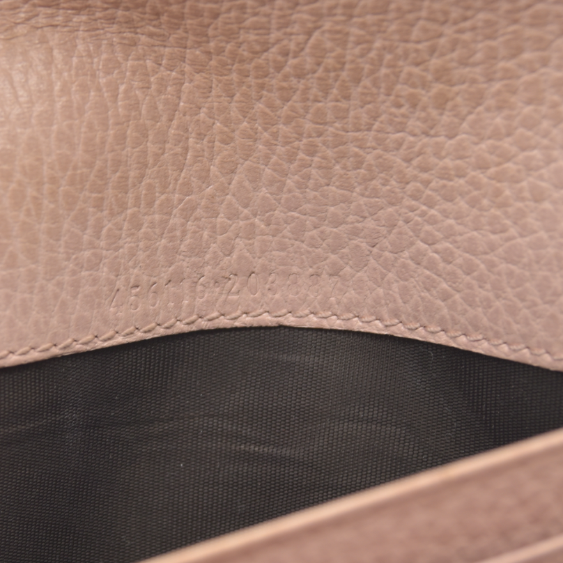 $710 Gucci Dollar Calfskin GG Supreme Monogram GG Marmont Continental Wallet Pink Oatmeal