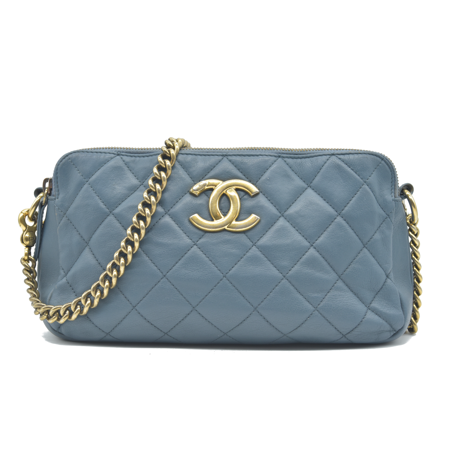 Chanel CC Crown Double Zip Bag Blue 2013 $3200