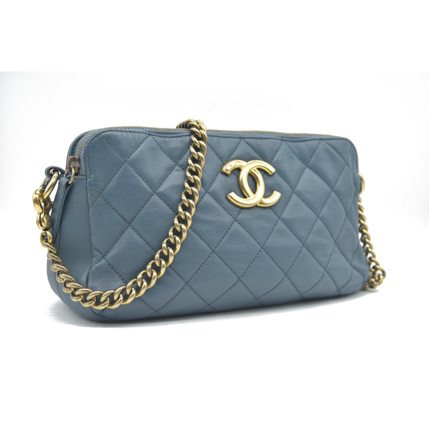 Chanel CC Crown Double Zip Bag Blue 2013 $3200