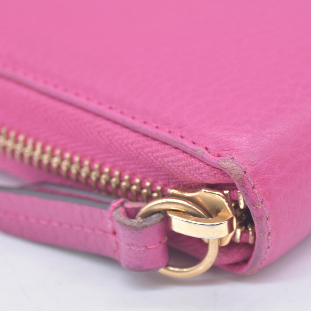 $800 Gucci Dollar Calfskin GG Marmont Zip Around Wallet Fuchsia CONSIGNMENT