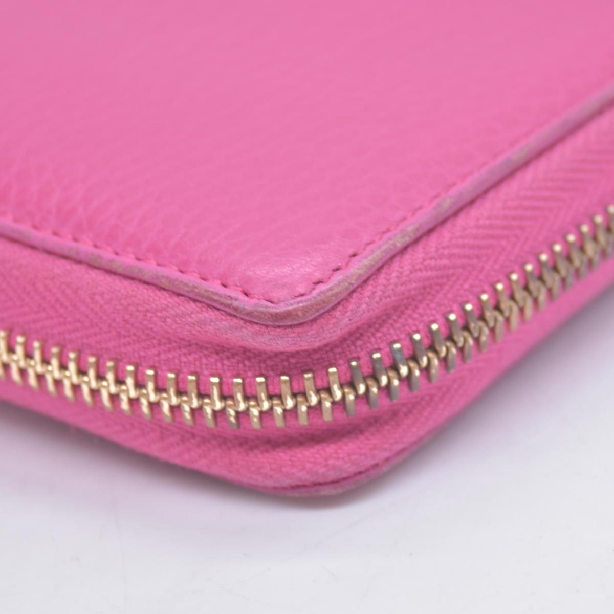 $800 Gucci Dollar Calfskin GG Marmont Zip Around Wallet Fuchsia CONSIGNMENT