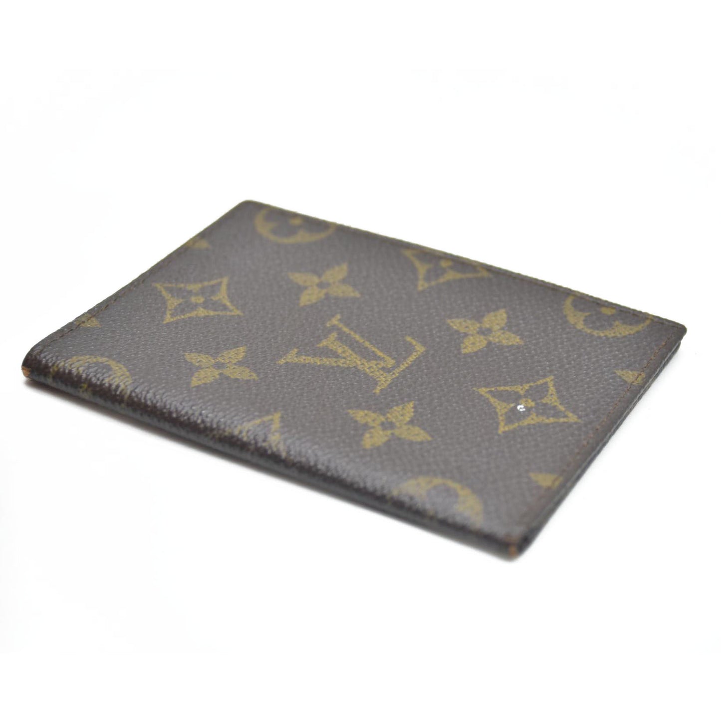AUCTION $425 Louis Vuitton Monogram Porte 2 Cartes Vertical Pass Card Case Brown 882