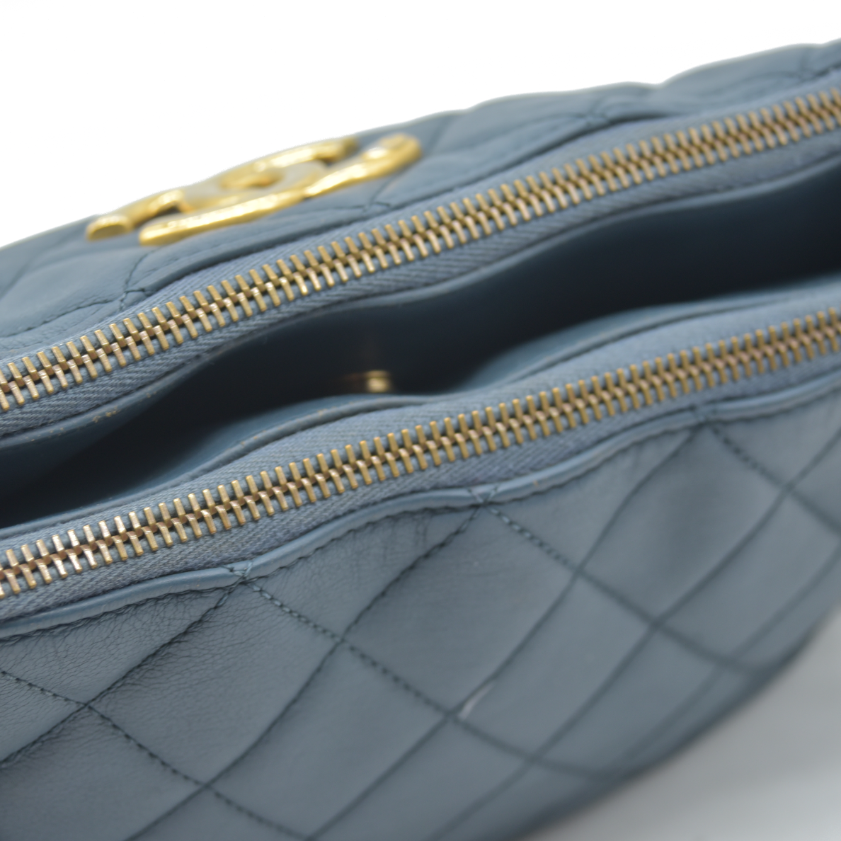 Chanel CC Crown Double Zip Bag Blue 2013 $3200